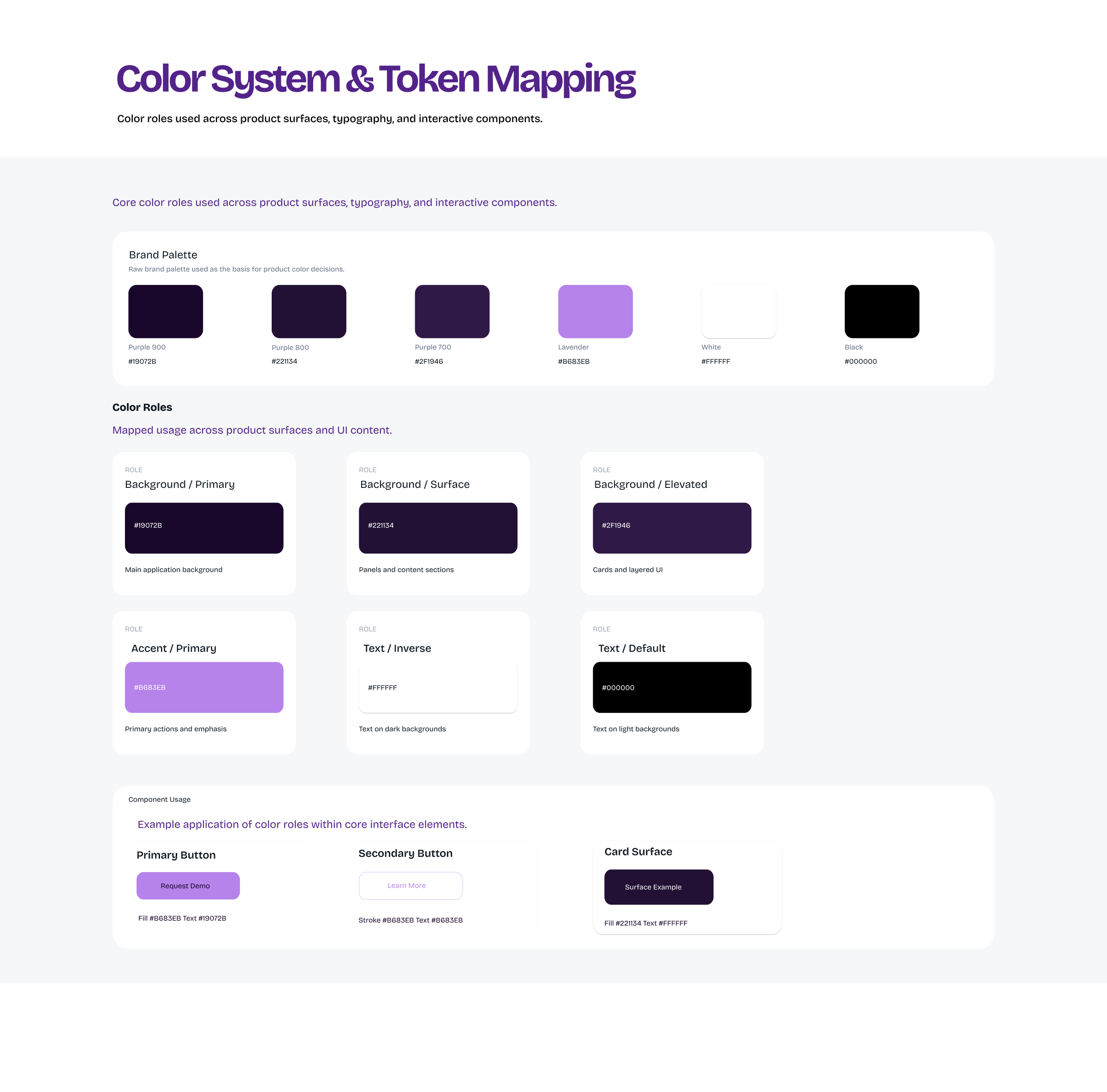 Olli color system, semantic tokens mapped to UI roles