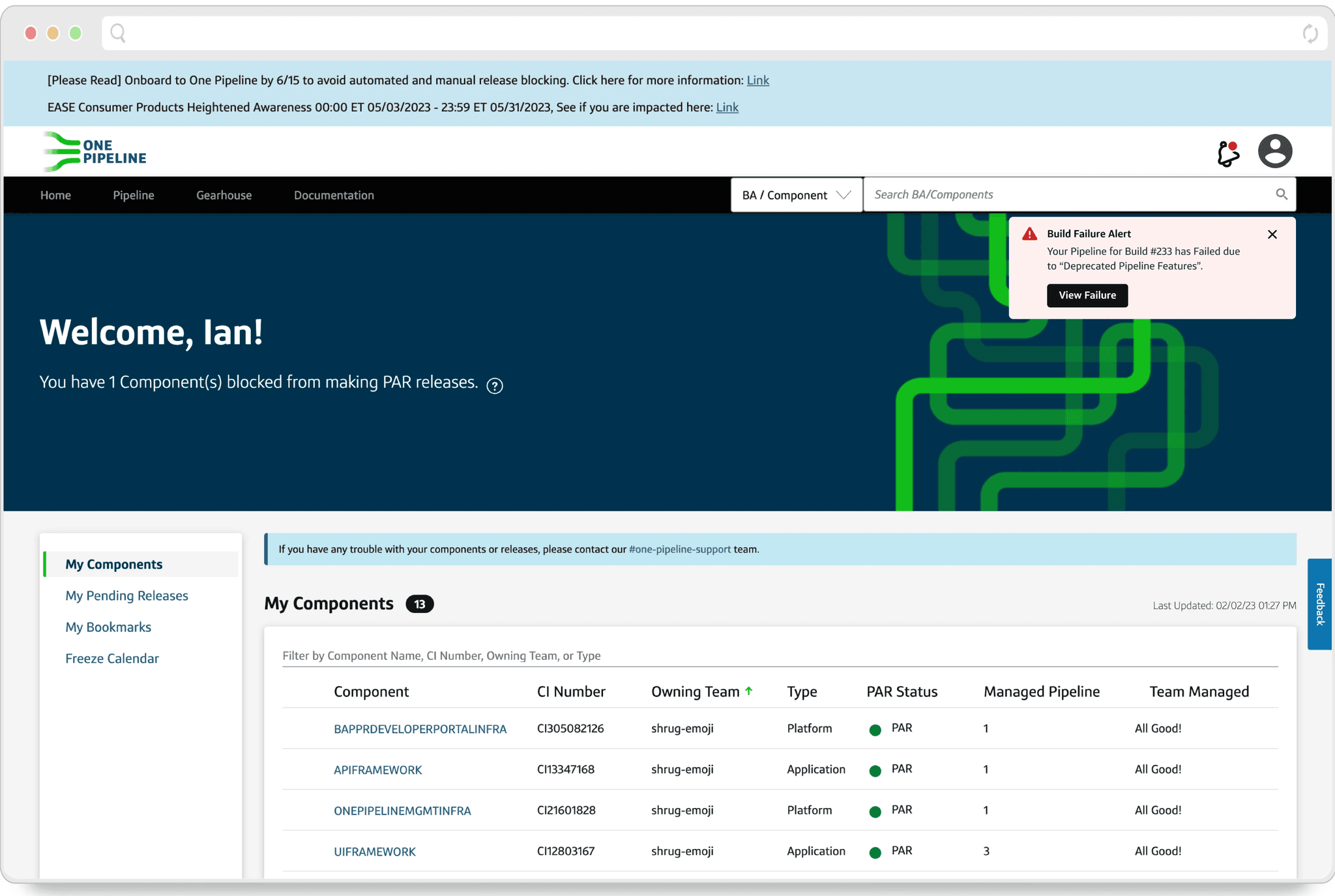 OnePipeline developer-notifications platform