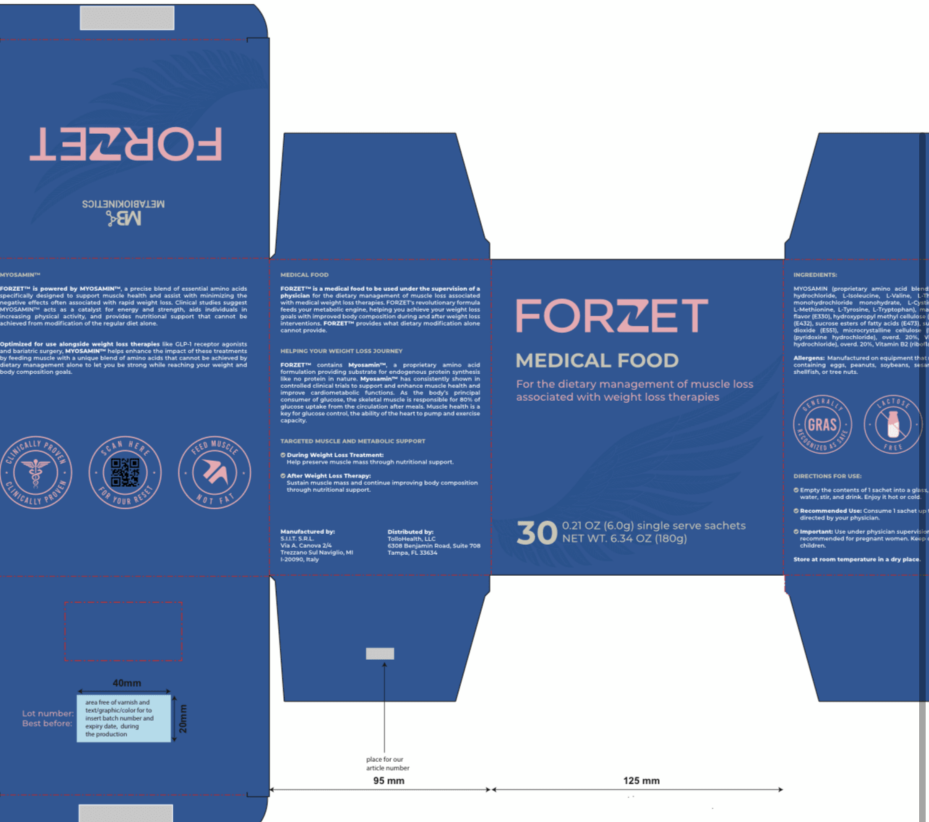 Forzet unfolded carton with all panels, front, back, side, ingredients, certifications